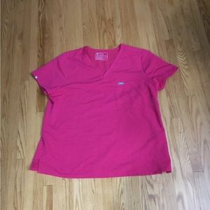 Figs pink Catarina one-pocket scrub top (size 2XL)